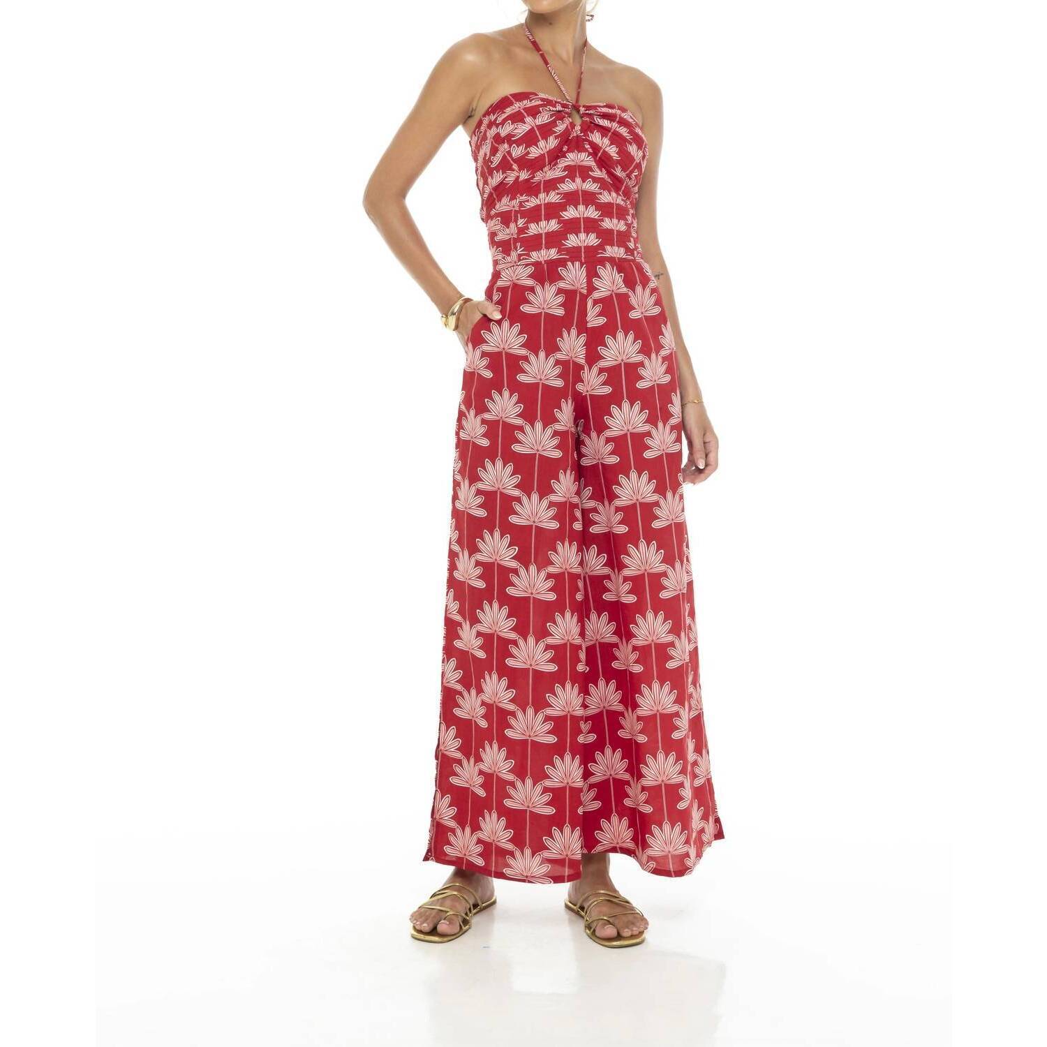 New Phie Collective Planta Pleated Jumpsuit In Red